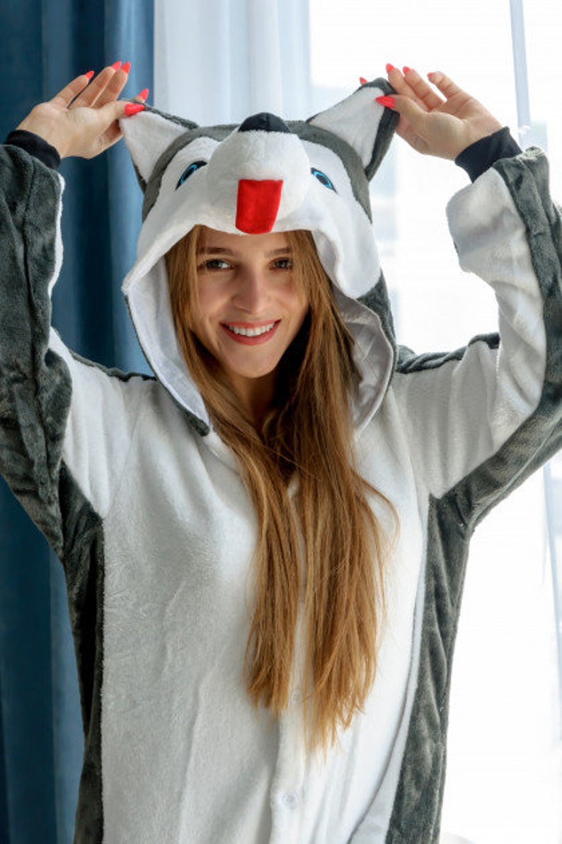 Husky Onesie Kigurumi Winter Pajamas Funny Pajamas Adult Etsy