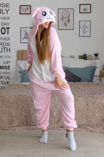 Costume De Lapin Pour Femme - Pyjama à Capuche, Grenouillère, Pour Halloween, Carnaval, Détente