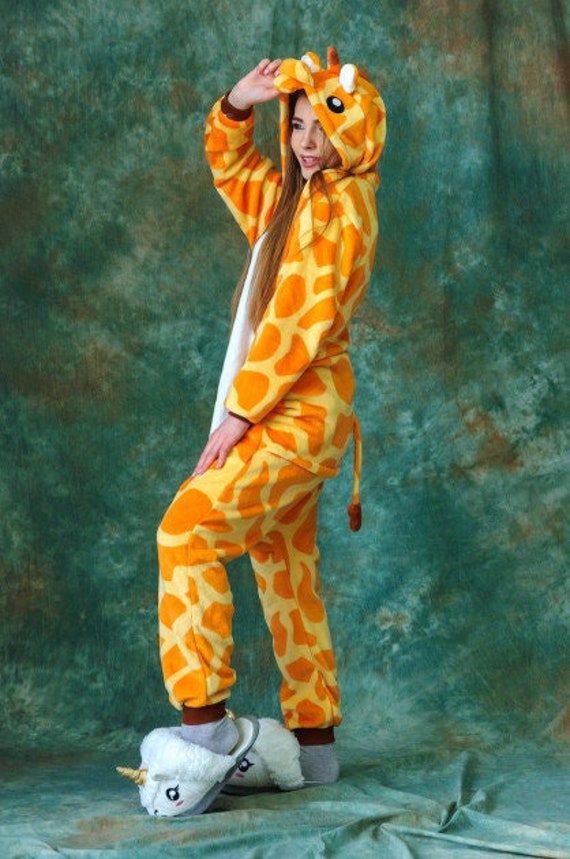 Jirafa onesie, disfraz de jirafa, disfraz de adulto, pijama de jirafa,  kigurumi, disfraz de animal adulto, pijama de adulto, halloween onesie,  animal -  México