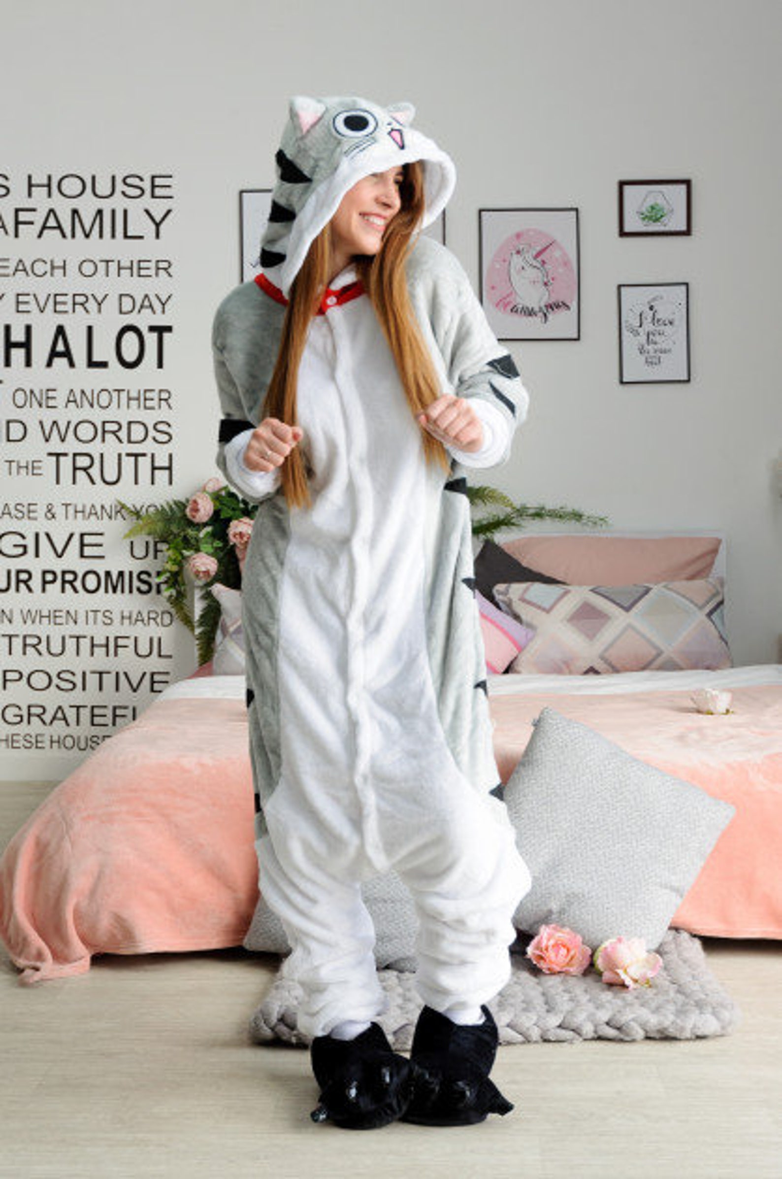 Kigurumi Adult Onesie Cat Pajamas Cat Onesie Adult Animal Etsy