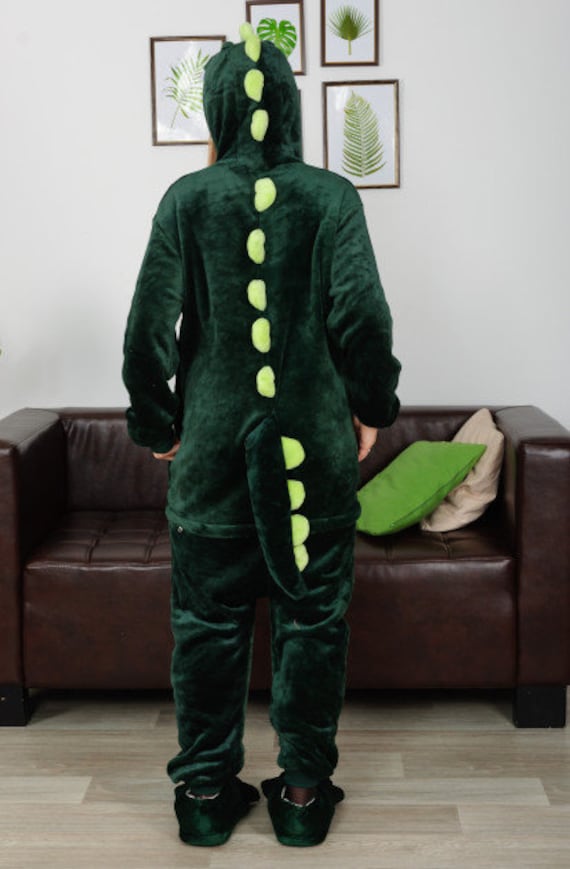 Footed Pajamas - Dinosaur Kingdom Adult Hoodie Fleece Onesie - Adult - XSmall (Fits 5'2 - 5'4)
