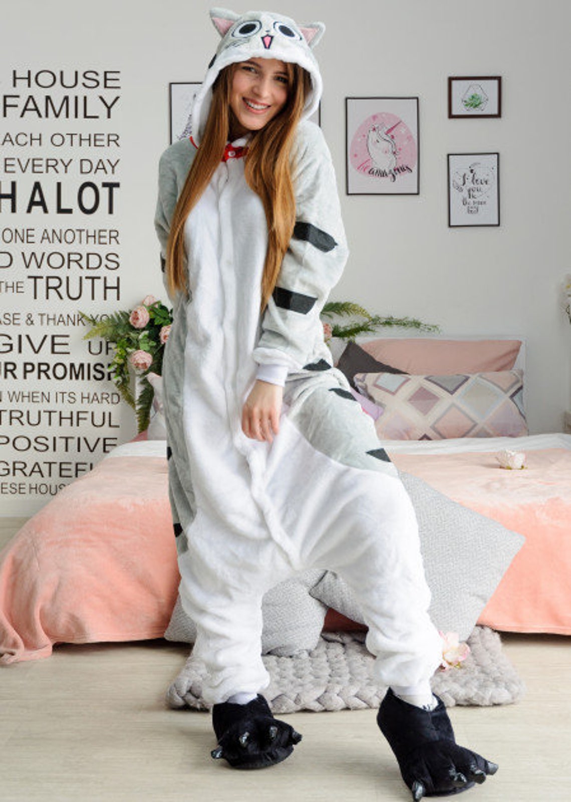 Kigurumi Adult Onesie Cat Pajamas Cat Onesie Adult Animal Etsy — free download