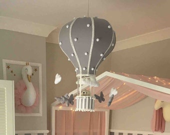 Hot Air Balloon Chandelier, Nursery Room Lighting, Air Balloon Chandelier, Kid Room Lighting, Pink Balloon Lighting, Balloon Light