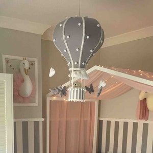 Hot Air Balloon Chandelier, Nursery Room Lighting, Air Balloon Chandelier, Kid Room Lighting, Pink Balloon Lighting, Balloon Light