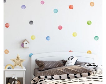 Watercolor Polka Dots Decal, Nursery Polka Dots Decal,Watercolor Dots Wall Stickers, Polka Dots, Polka Dots Wall Stickers, Colorful Dots
