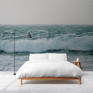 Carta da parati rimovibile Sea Wave, carta da parati Ocean Sea, carta da parati Peel Stick costiera, carta da parati scandinava, carta da parati natura, murale da parete mare