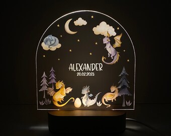 Lámpara de noche acrílica personalizada, nacimiento de regalo para bebés, lámpara de noche, luz nocturna personalizada para bebé, noche 3D personalizada, luz nocturna con nombre para niños