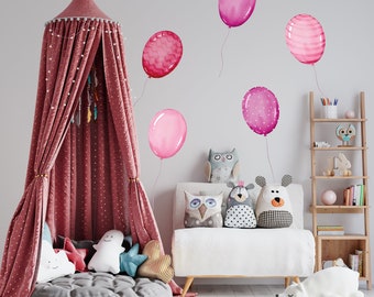 Rosa Aquarell Luftballons Wandtattoa, Nusery Ballon Wandtattoa, Mädchenzimmer Wandtattoa, Rosa Ballon Wandtatto, Kinderzimmer Wandtattoa