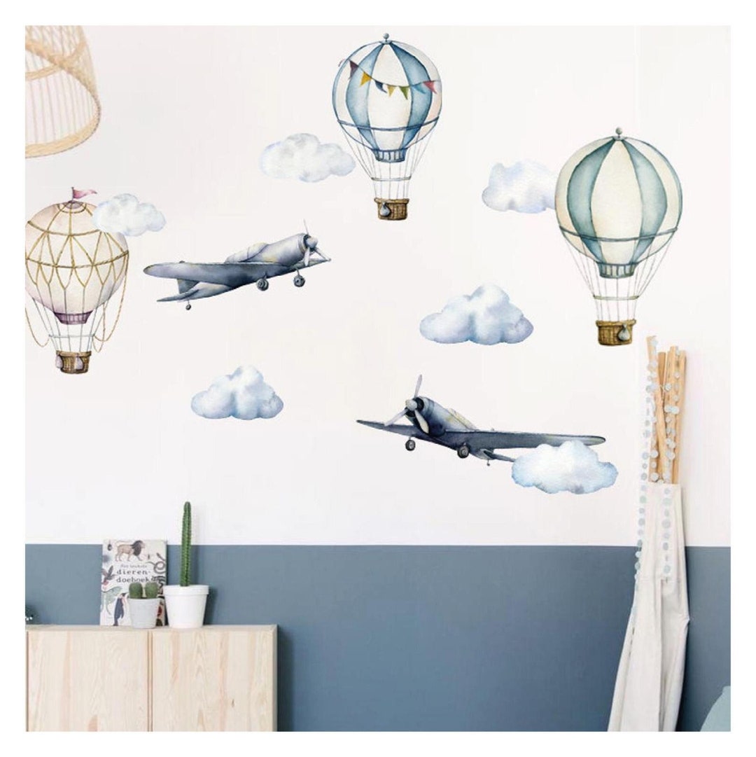 Retro Hot Air Balloons Wall Decals Plane Wall Decals Hot Air Etsy
