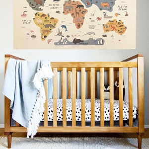 Tapisserie carte du monde animal tapisserie en coton bio tapisserie murale carte du monde cadeau carte du monde tapisserie pour chambre d'enfant cadeau carte du monde image 5