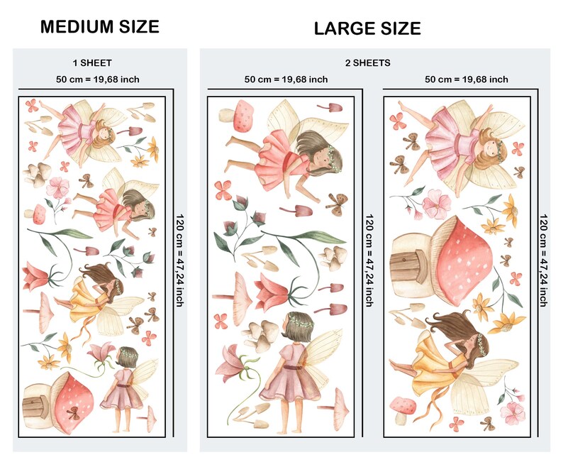 Watercolor Fairies Wall Decal, Fairytale and Butterfly Wall Decal ...