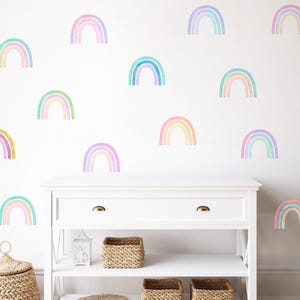 Aquarell Regenbogen Wandtattoo, Regenbogen Kinderzimmer Dekor, Regenbogen Wandsticker, Kinderzimmer Wandtattoo, Abziehbild Regenbogen