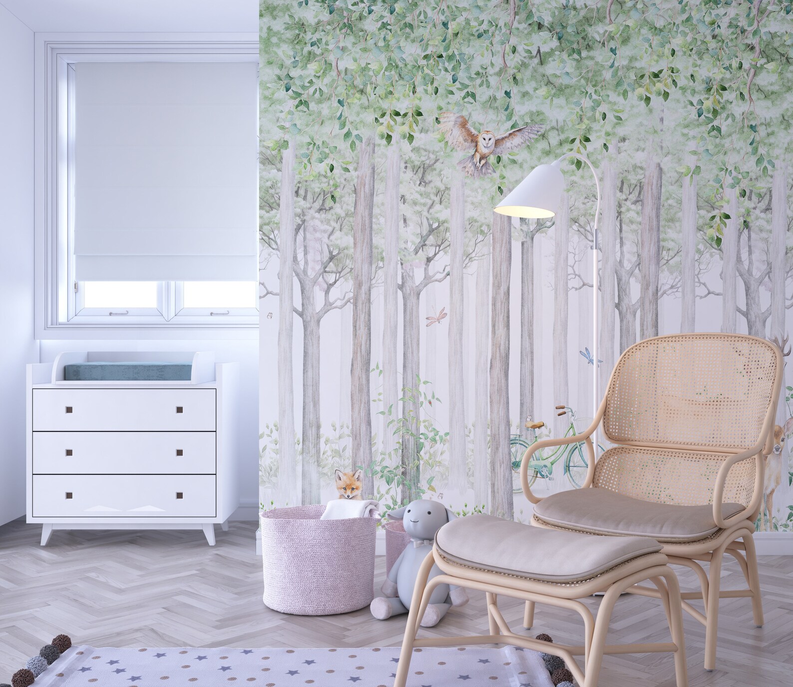 Woodland Wallpaper, Kids Wallpaper Peel and Stick, Nursery Wall Decal ...