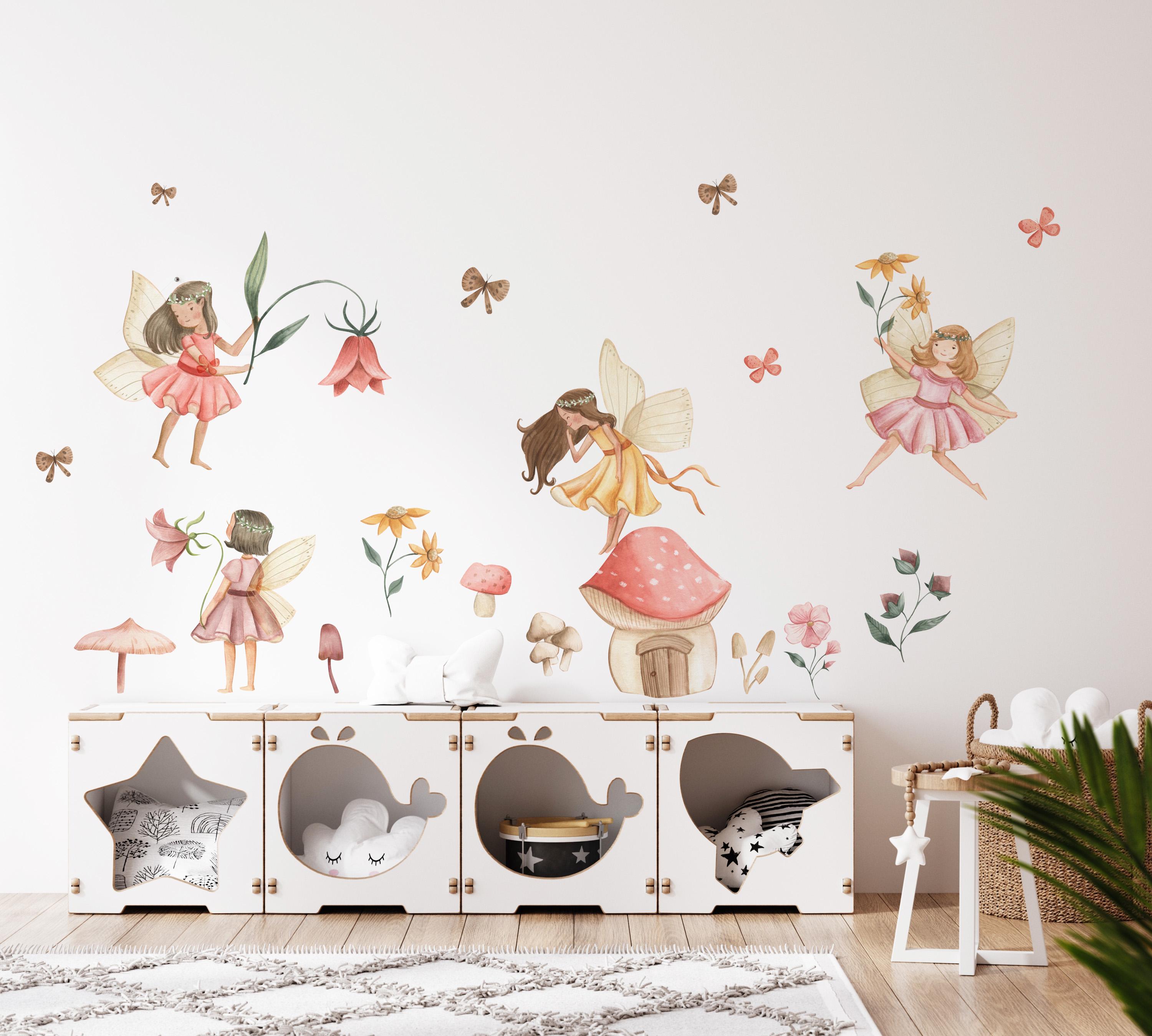 Watercolor Fairies Wall Decal, Fairytale and Butterfly Wall Decal ...