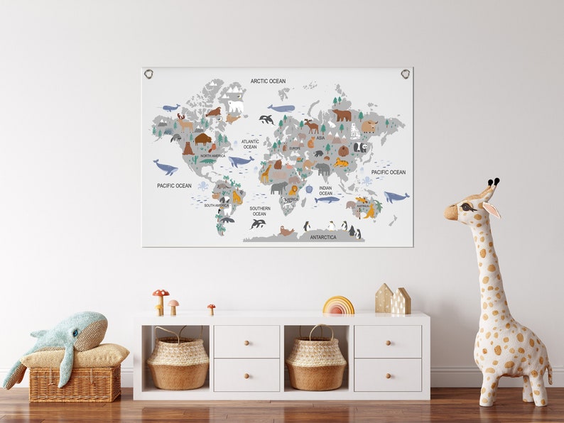 World Map Wall Hanging Nursery World Map Kid Room World Map Etsy