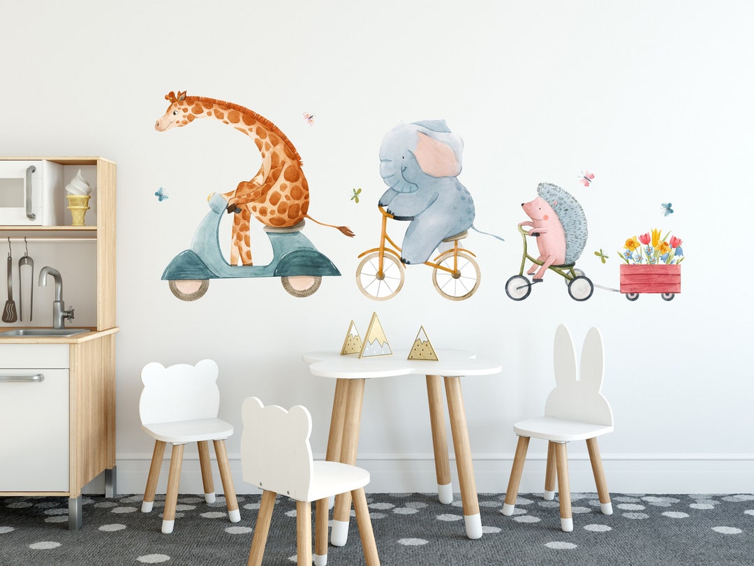 Jungle Animal Wall Decal Set, Elephant Sticker, Giraffe Sticker, Safari ...