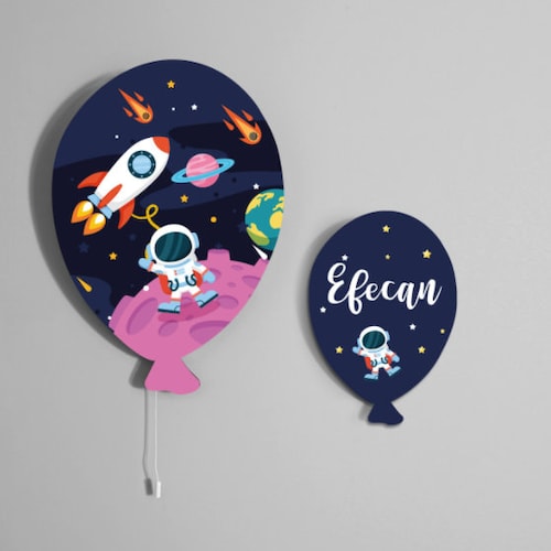 Space Wall Night Lights, Nursery Room Lighting buy , Baby Room Night Light, Named Wooden Balloon Lighting, Kid Room Lighting, Wall Lighting