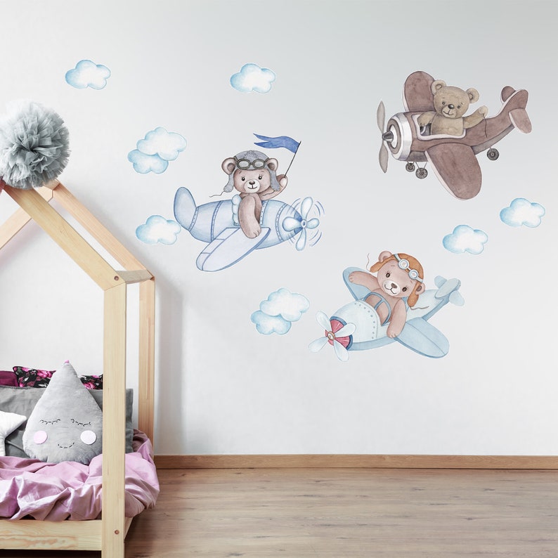 Flying Bears Wall Decal Nursery Bear Wall Decal Nursery Wall Etsy