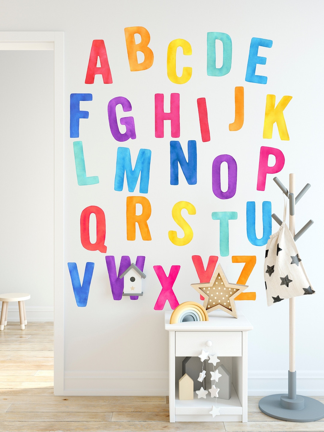 Colorful Alphabet Wall Decal, Rainbow Letter Wall Decal, Playroom Alphabet Wall Decal, Alphabet