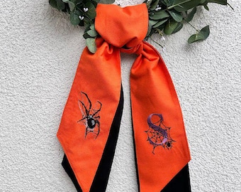 Wianek na Halloween: wodoodporna, czarno-pomarańczowa, jesienna dekoracja na drzwi