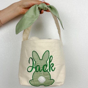 Personalisierter Osterkorb mit Namen - Benutzerdefiniertes Monogramm Kinder-Osterhasenkorb, Ostern-Saisondekor, Oster-Leckereitaschen