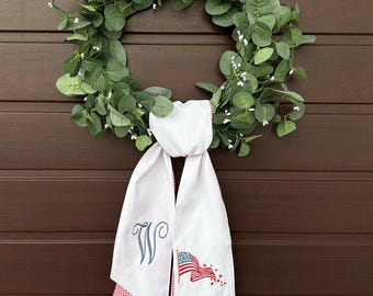 Custom Patriotic Wreath Sash, 4th of July Decor, Independence Day Red White Blue Door Decor, Patriotic Home Decor, 250th Anniversary Gift
