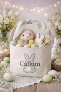Personalized Easter Basket, Custom Name Bunny Applique, Kids Easter Gift product logo