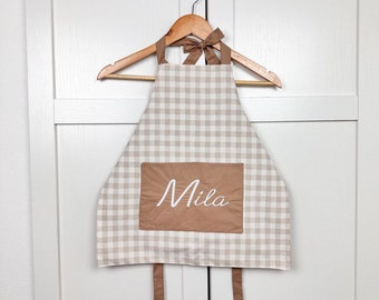 Kids Pretend Play Apron with pocket, Apron with name for kids, Gift for toddler, Kitchen Play Apron