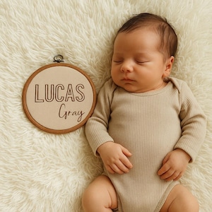 Personalized Embroidered Baby Name Sign: Nursery Decor, Birth Announcement