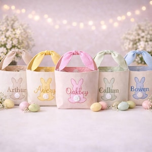 Personalized Easter Basket with Name - Custom Monogram Kids Easter Bunny Basket