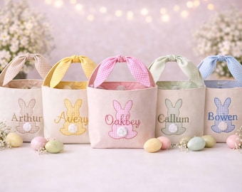 Personalized Easter Basket with Name - Custom Monogram Kids Easter Bunny Basket