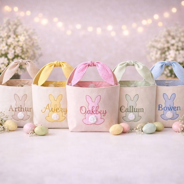 Personalized Easter Basket with Name - Custom Monogram Kids Easter Bunny Basket