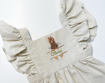 Personalized Easter Bunny Toddler Apron: Ruffle Pinafore