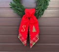 Personalized Christmas Wreath Sash, Custom Embroidered Holiday Bow, Front Door Decor, Elegant Christmas Gift