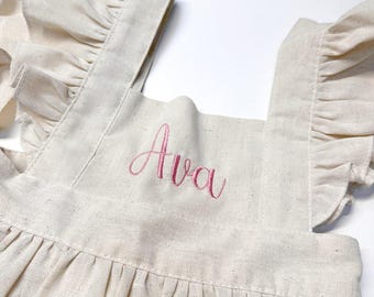 Personalized Christmas Aprons: Mom and Daughter Matching Linen Aprons