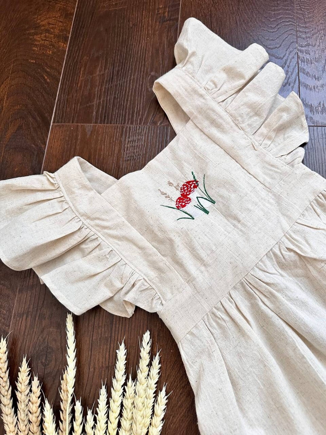 Personalized Pinafore Apron, Baby Boho Linen Apron, Forest Theme Apron ...