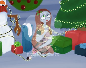 Sally with Christmas Lights (Digital Print)
