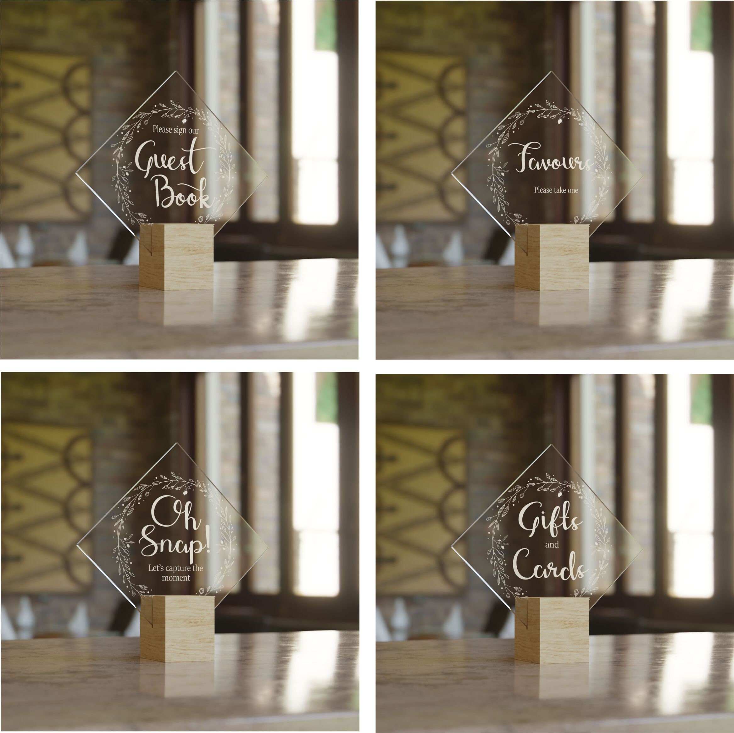 Diamond Shaped Acrylic Table Sign Custom Engraved Sign Etsy