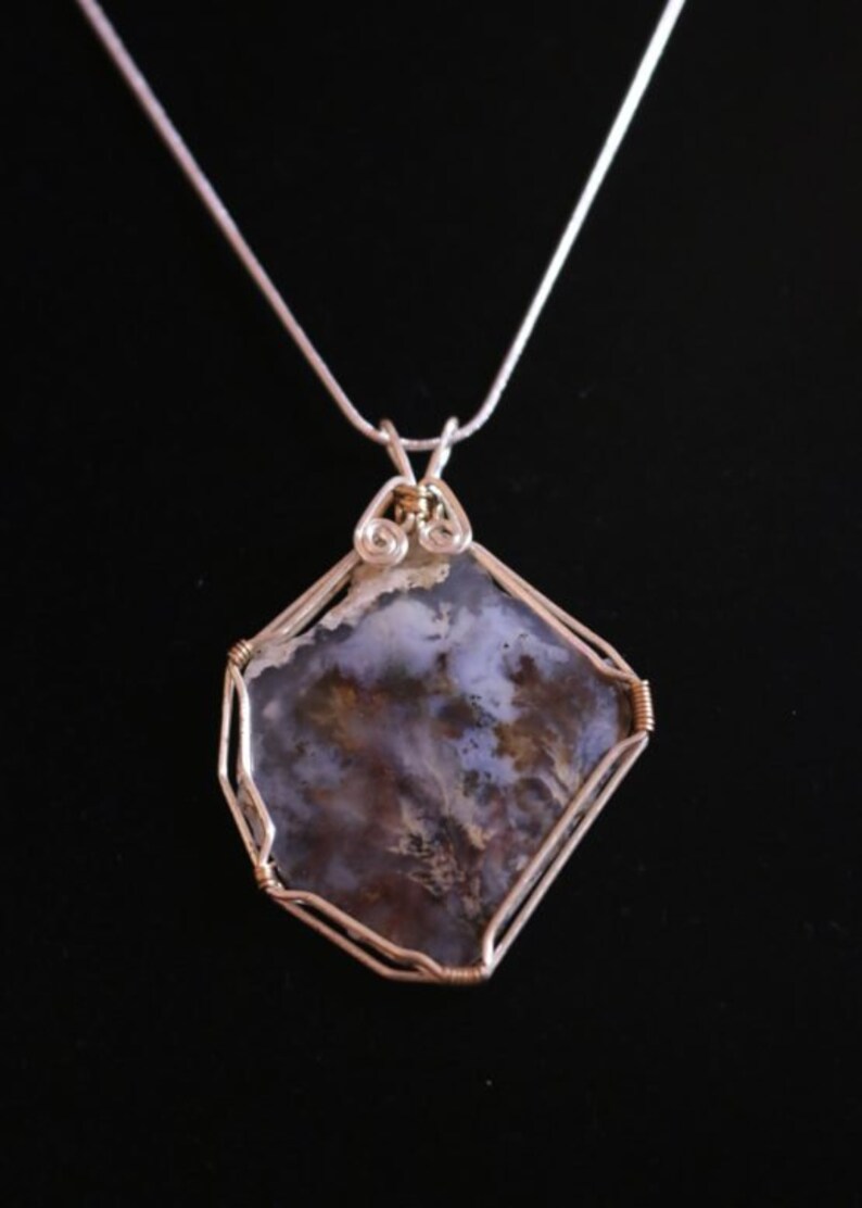 Graveyard plume agate pendant Ron Kless design