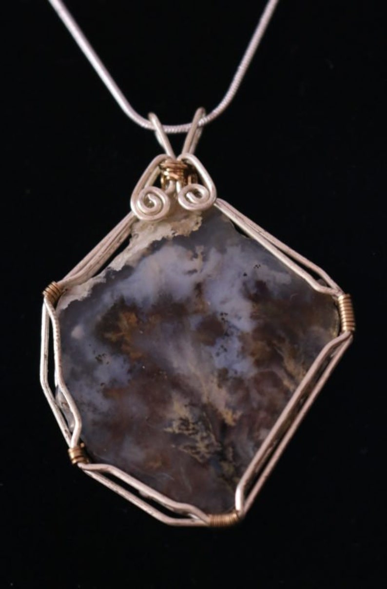 Graveyard plume agate pendant Ron Kless design