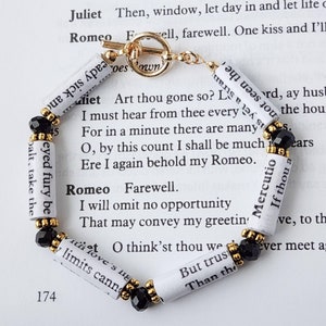 Romeo and Juliet Bracelet | Handmade Upcycled Book Jewelry | Shakespearean Accessory