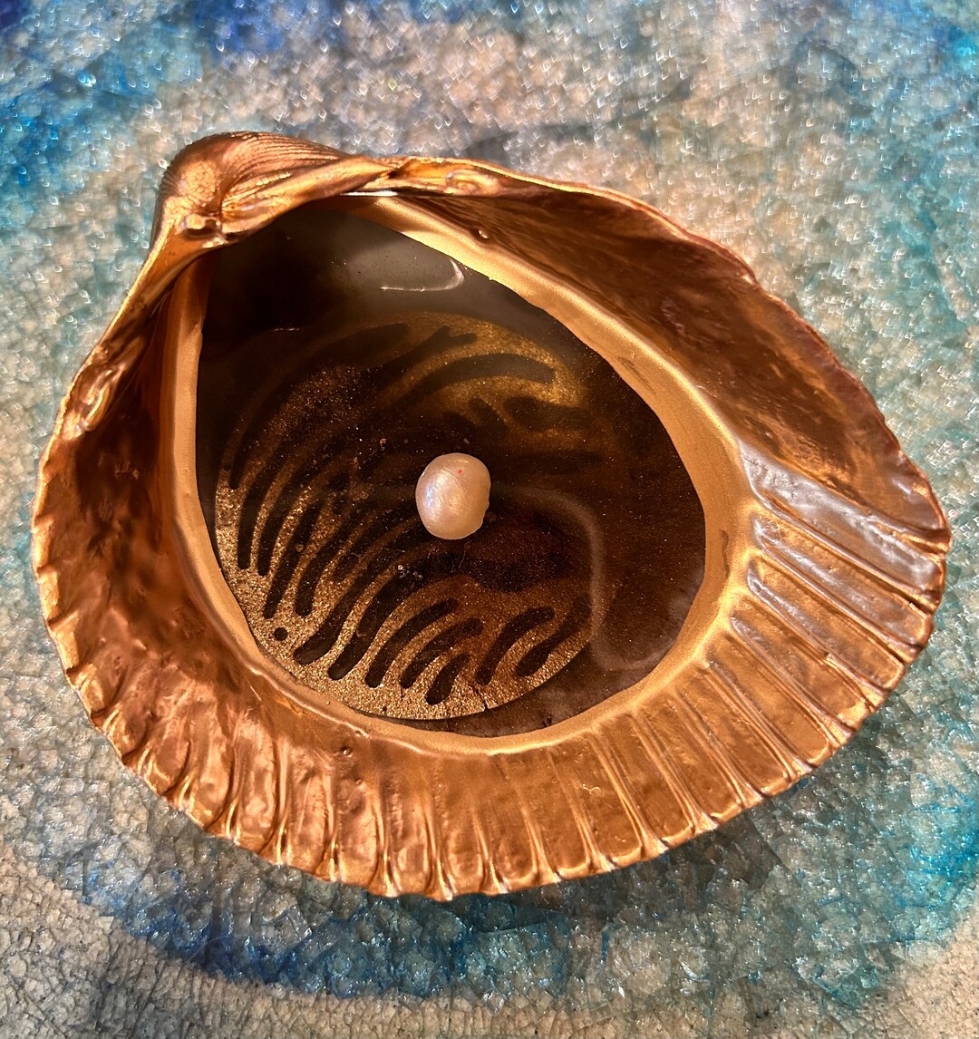 Mint Chocolate Gold Filigree Shell Ring Dish - Etsy