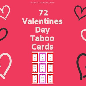 Druckbare Valentinstags Tabu Spiel Karten - Sofort Download Spiel für Valentinstag Party, Valentine Tabu Spiel - PDF