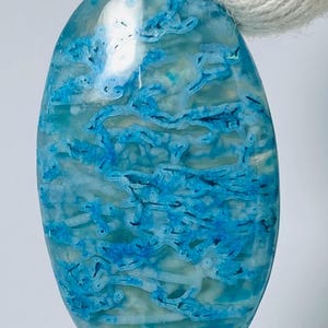 Hand Polished Mossa Agate Cabochon: Loose Gemstone (30x18 MM)