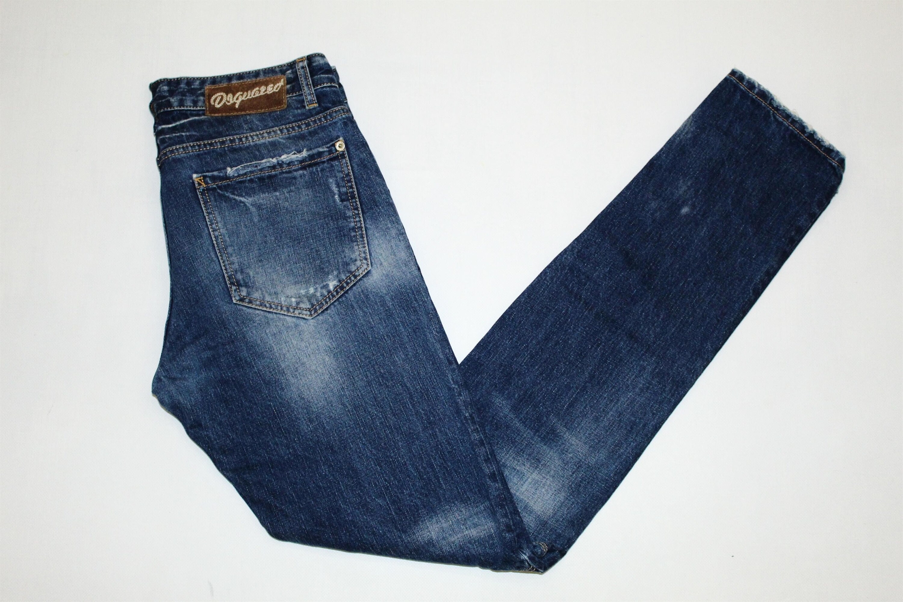 Dsquared2 Distressed Denim Leg Opening Zipper Skinny Jeans 