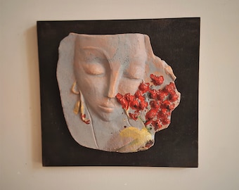 Handmade Ceramic Woman Statue – Unique Wall Art, Artistic Pottery Home Decor