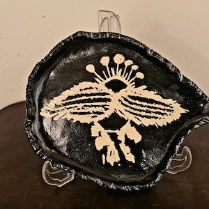 Mother&#39;s day gift, Black ceramic handmade plates, Elegant pottery serving plate
