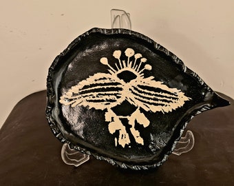 Mother's day gift, Black ceramic handmade plates, Elegant pottery serving plate