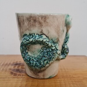 8.45 OZ/ Unique Ceramic Mug, Mug with Embossed Dragon Detail, Pottery Statue Coffee Cup image 6