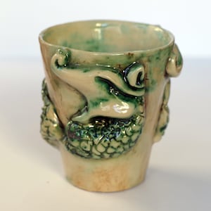 8.45 OZ/ Unique Ceramic Mug, Mug with Embossed Dragon Detail, Pottery Statue Coffee Cup